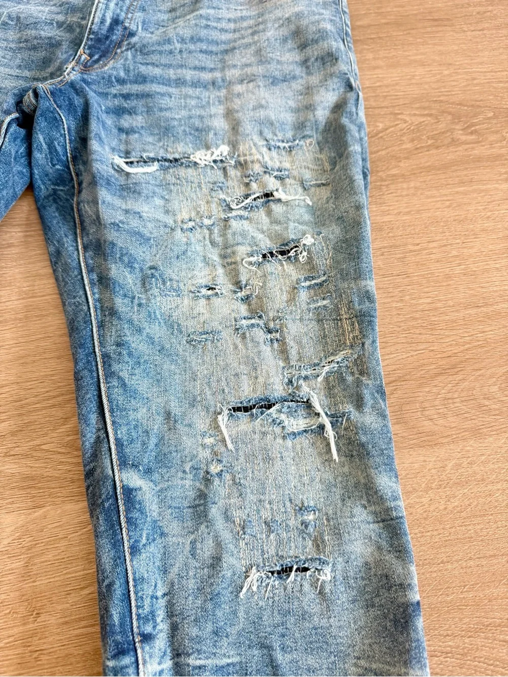 Jordan Craig Legacy Edition Jeans Men Size 38x32 Blue Distressed Slim Fit Denim